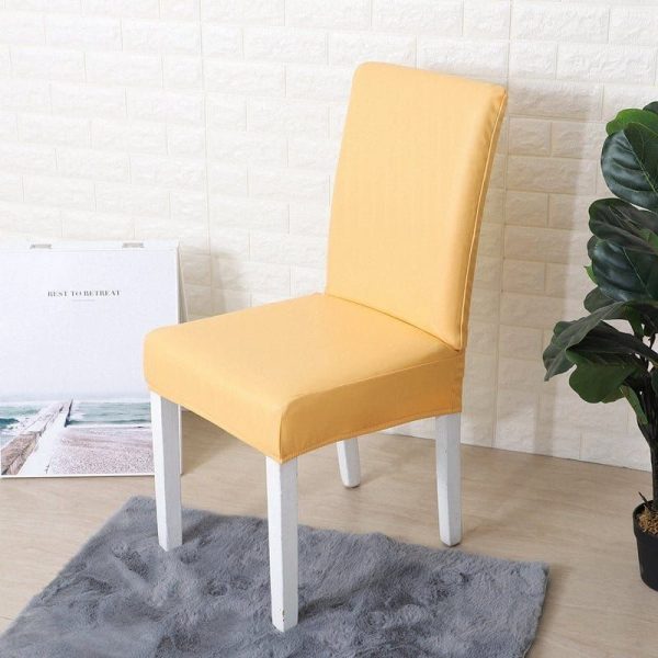 housses extensibles de chaise en simili cuir jaune