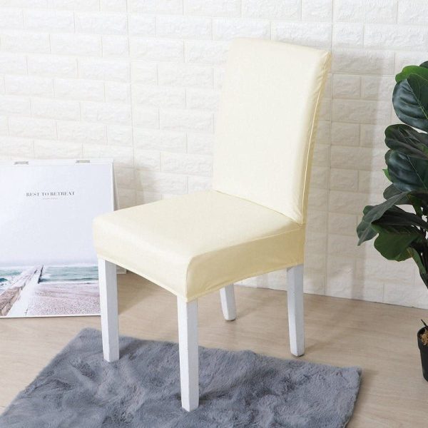 houssse extensible de chaise en simili cuir blanc cassé